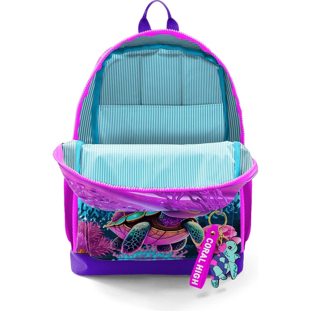 Coral High Kids Pembe Mor Kaplumbağa Desenli Okul Sırt Çantası 23756