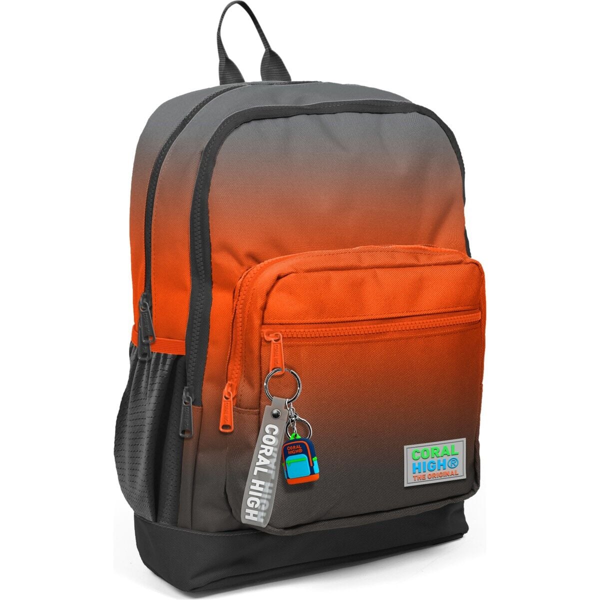 Coral High Kids Turuncu Gri Renk Geçişli Dört Bölmeli Okul Sırt Çantası 23748