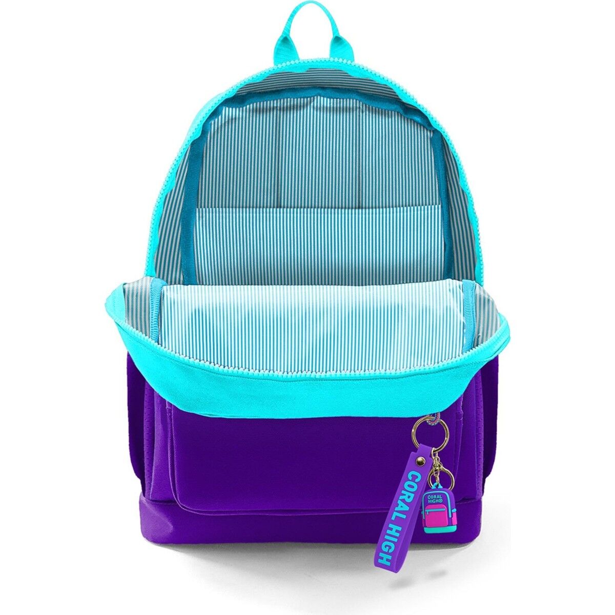 Coral High Kids Su Geçirmez Ortopedik Okul Sırt Çantası  Turkuaz-Mor Geçişli 23763