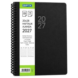 Gıpta 20x28 222-Sek Ajanda Siyah 2027