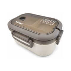 Noki Luxury Plastik Lunch Box Gri Beyaz