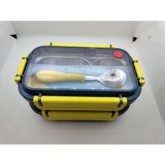 Vagonlife Iki Katlı Paslanmaz Çelik Kolay Kilit Sefer Tası Yemek Kabı Sarı-Koyu Mavi BL2215