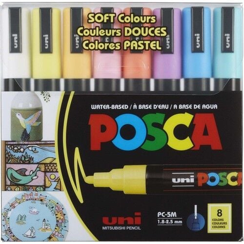 Uni Posca 5m Boyama Markörü Soft Renkler 8'li Set