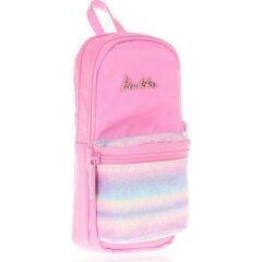 Kaukko Magical Kız Çocuk Simli Pembe Üç Bölmeli Kalem Çantası - Çanta Şekilli