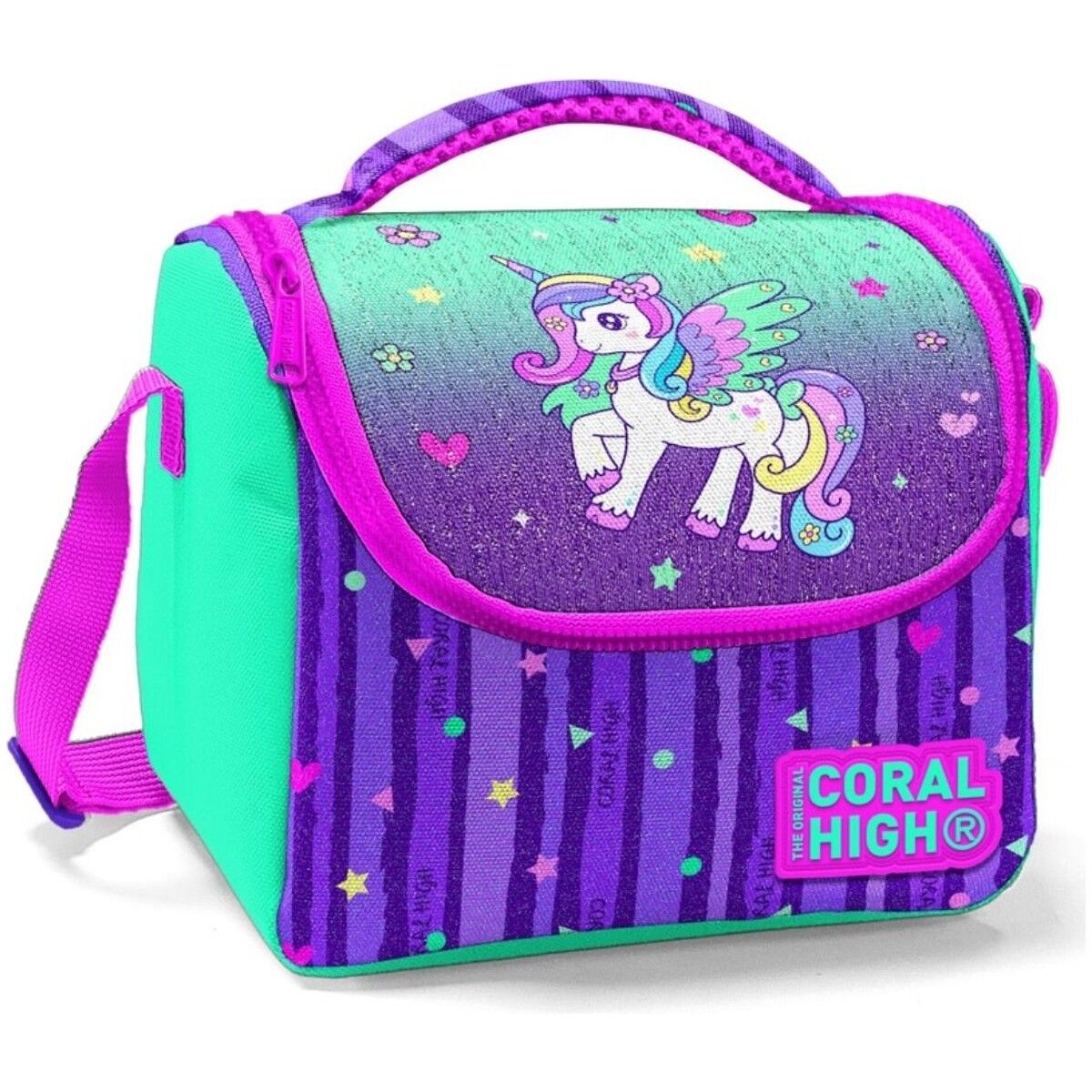 Coral High Kız Çocuk Termo Yalıtımlı Yeşil Mor Unirocn Beslenme Çantası 11868