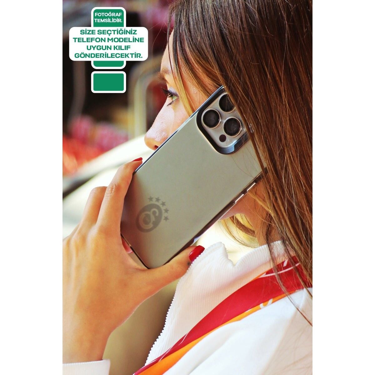 iPhone 14 Pro Uyumlu Galatasaray 5 Yıldız Tek Renk Arma Premium Lisanslı Telefon Kılıfı