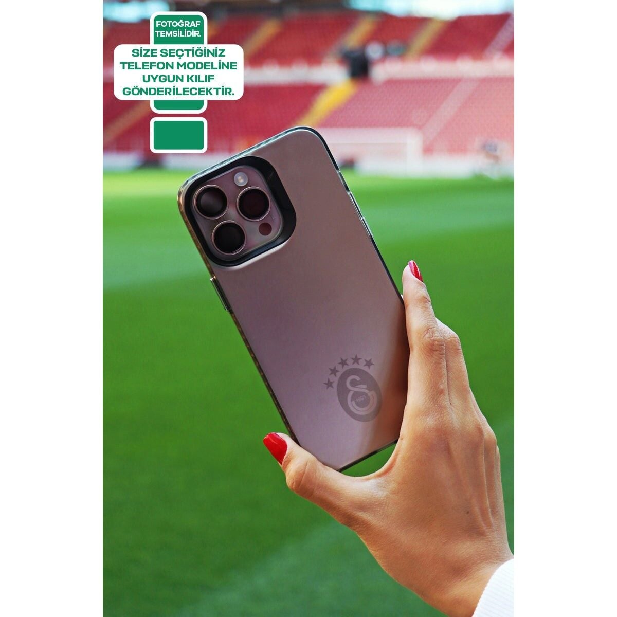 iPhone 14 Pro Uyumlu Galatasaray 5 Yıldız Tek Renk Arma Premium Lisanslı Telefon Kılıfı
