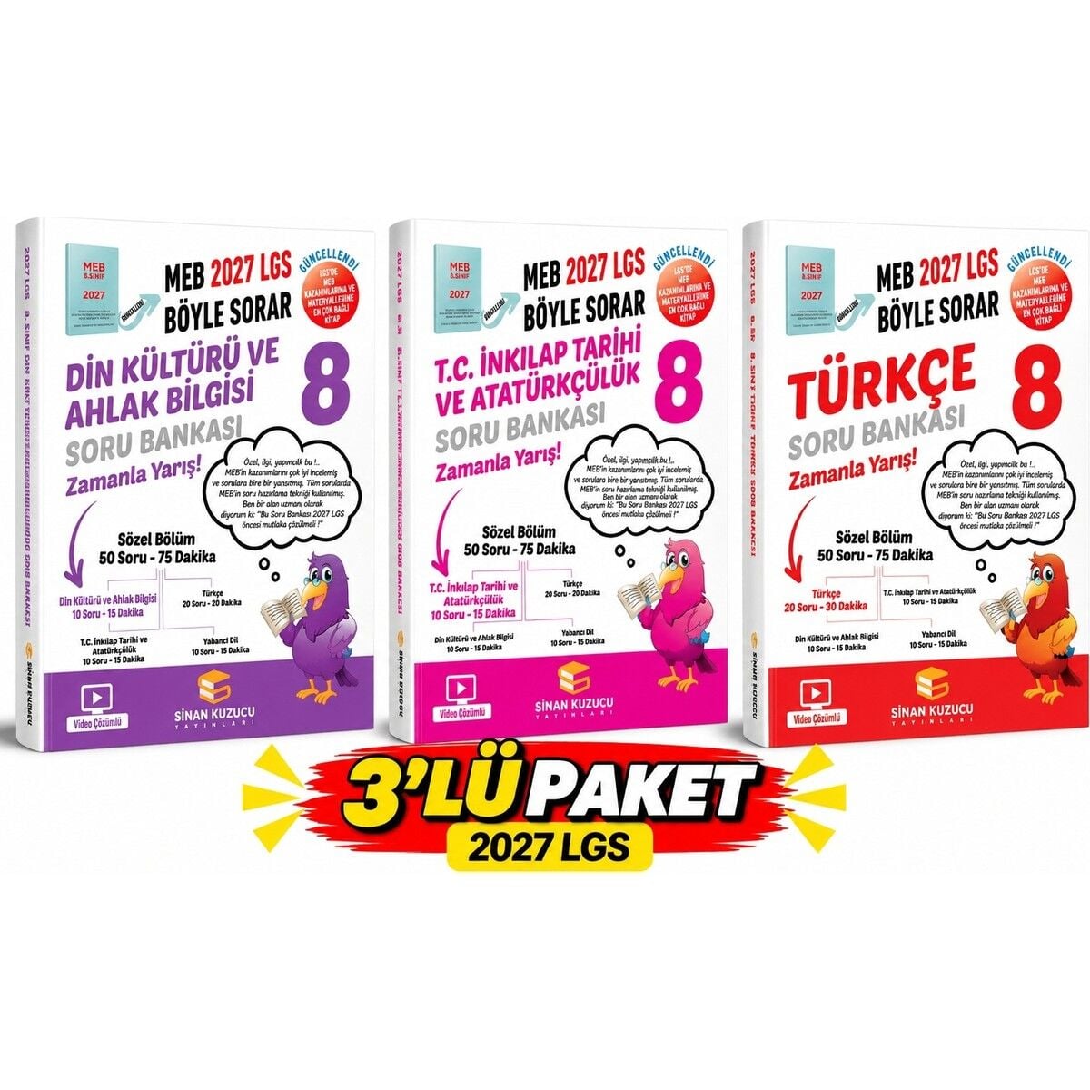 Sinan Kuzucu Yayınları T.c. Inkılap Tarihi ve Atatürkçülük Soru Bankası + Meb Böyle Sorar Türkçe Soru Bankası + Din Kültürü ve Ahlak Bilgisi Soru Bankası
