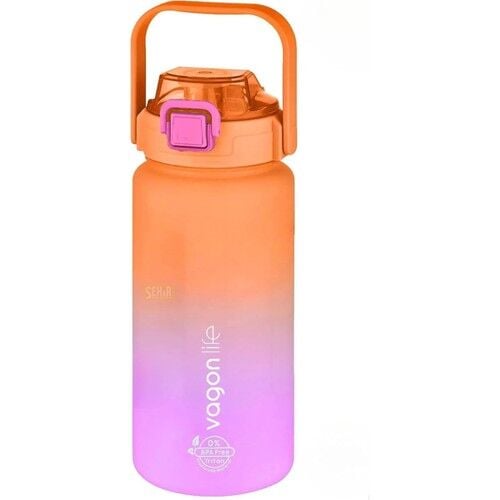 Vagonlife 1500 ml Pipetli pipetsiz Kullanım Çift Renk Softtouch Motivasyon Matarası