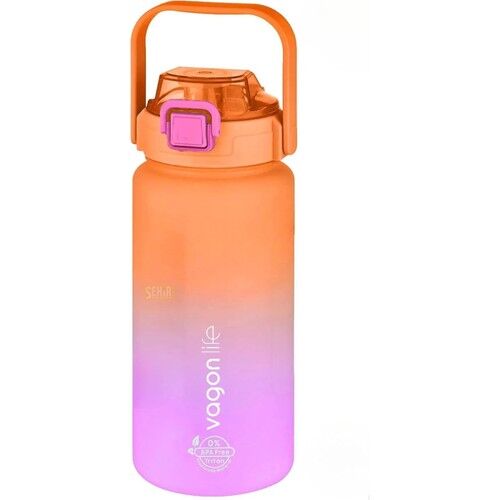 Vagonlife 1500 ml Pipetli pipetsiz Kullanım Çift Renk Softtouch Motivasyon Matarası