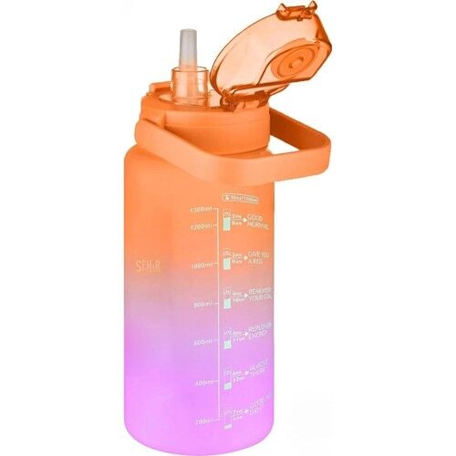 Vagonlife 1500 ml Pipetli pipetsiz Kullanım Çift Renk Softtouch Motivasyon Matarası