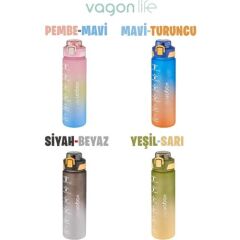 Vagonlife Motivasyon Su Matarası 1000ML Siyah